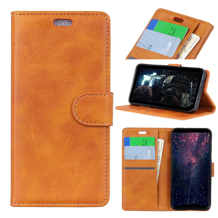 Matte PU Leather Wallet Mobile Cover with Stand for Xiaomi Mi 8 Lite / Mi 8 Youth (Mi 8X) - Brown-1