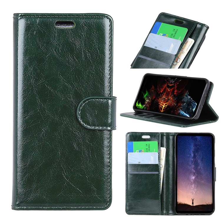 Crazy Horse PU Leather Wallet Cell Phone Case for Xiaomi Mi 8 Lite / Mi 8 Youth (Mi 8X) - Green-1