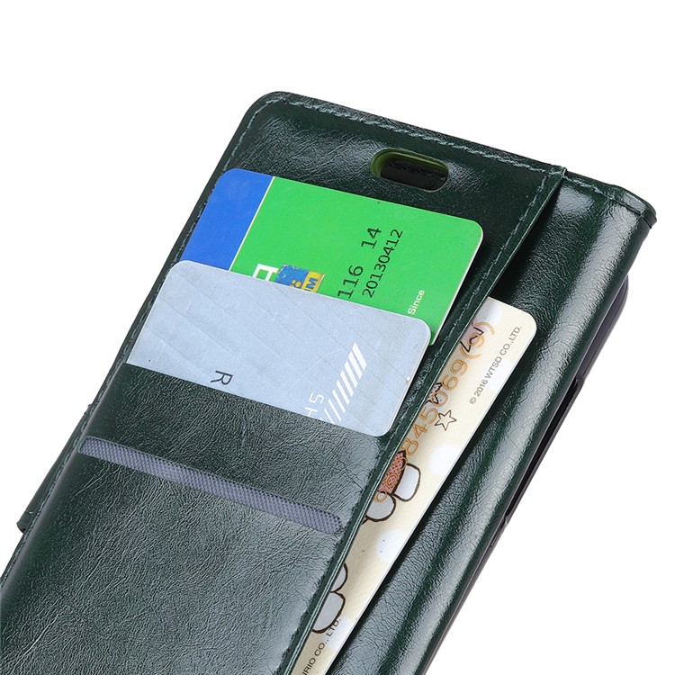 Crazy Horse PU Leather Wallet Cell Phone Case for Xiaomi Mi 8 Lite / Mi 8 Youth (Mi 8X) - Green-8