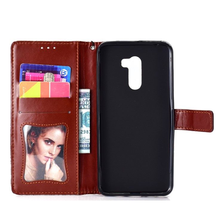 Imprint Leaf Wallet Stand Leather Protective Case for Xiaomi Pocophone F1 / Poco F1 - Brown-4