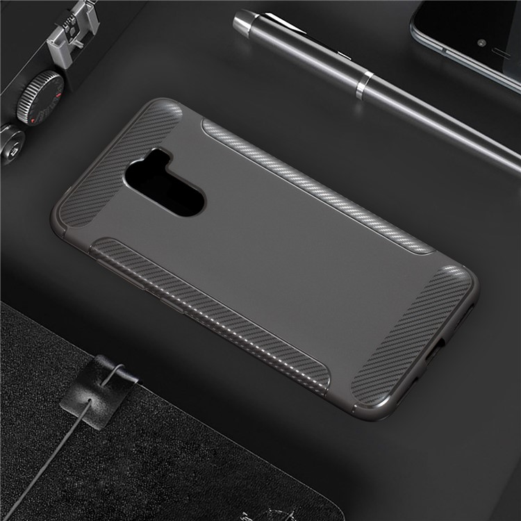 Carbon Fiber Texture Matte TPU Protection Cell Phone Cover for Xiaomi Pocophone F1 / Poco F1 (India) - Grey-1