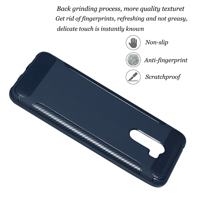 Carbon Fiber Texture Matte TPU Mobile Phone Case Accessory for Xiaomi Pocophone F1 / Poco F1 (India) - Dark Blue-3