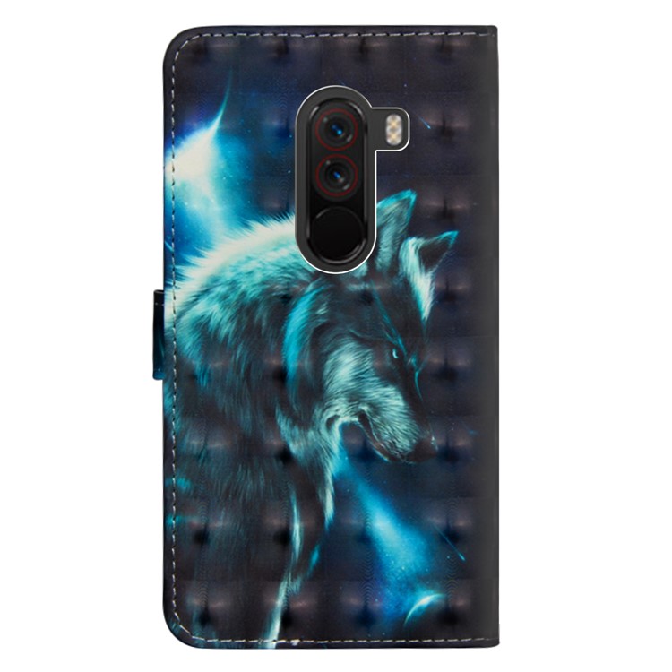 Pattern Printing Leather Wallet Cover for Xiaomi Pocophone F1 / Poco F1 in India - Wolf Pattern-5