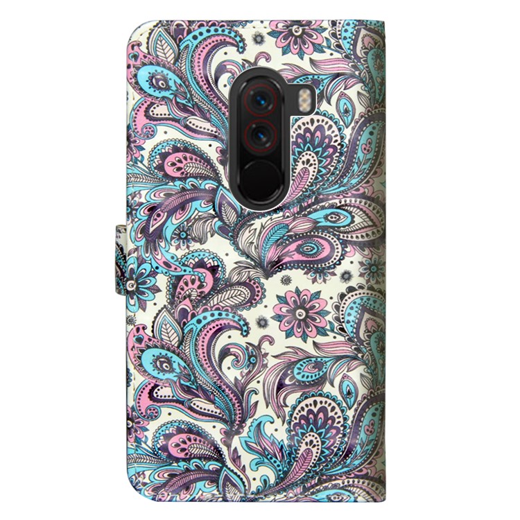 Pattern Printing Mobile Phone Leather Wallet Case for Xiaomi Pocophone F1 / Poco F1 in India - Colorized Flowers-5