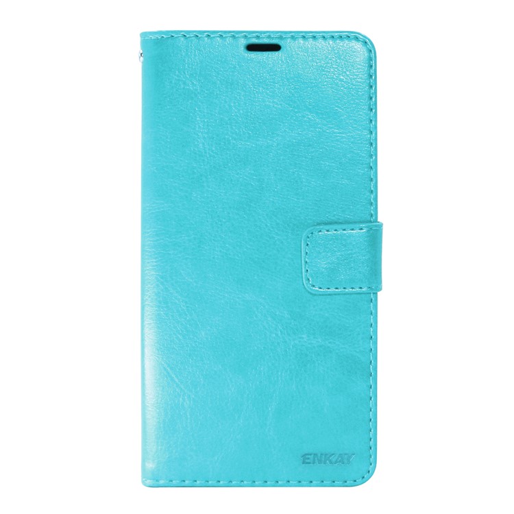ENKAY Crazy Horse Texture Wallet Leather Stand Shell for Xiaomi Pocophone F1 / Poco F1 (India) - Cyan-1