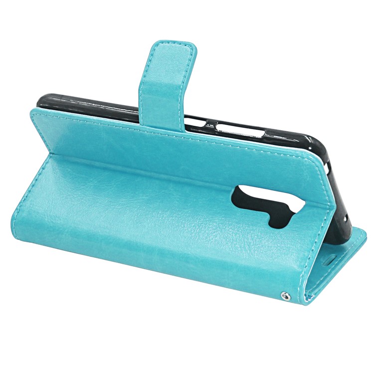 ENKAY Crazy Horse Texture Wallet Leather Stand Shell for Xiaomi Pocophone F1 / Poco F1 (India) - Cyan-3