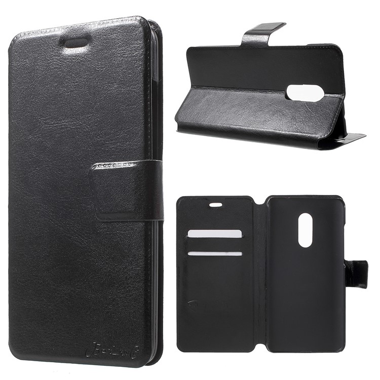 BOSILANG Card Holder Leather Stand Case for Xiaomi Redmi Note 4 - Black-1