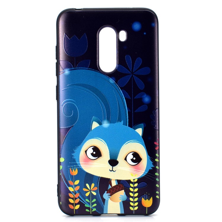 Pattern Printing Embossed Soft TPU Case for Xiaomi Pocophone F1/Poco F1 - Blue Fox-2