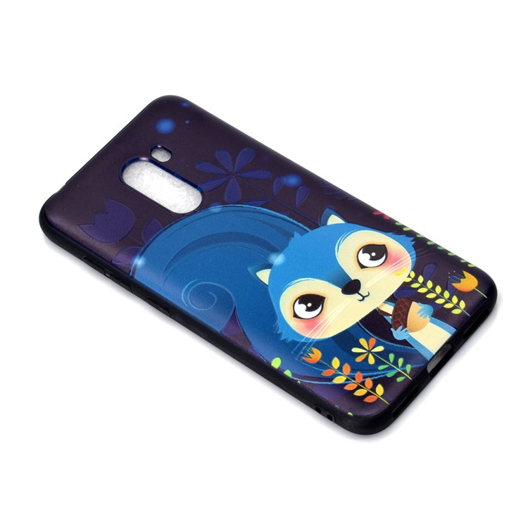 Pattern Printing Embossed Soft TPU Case for Xiaomi Pocophone F1/Poco F1 - Blue Fox-3