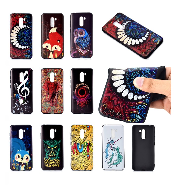 Pattern Printing Embossed Soft TPU Case for Xiaomi Pocophone F1/Poco F1 - Blue Fox-8