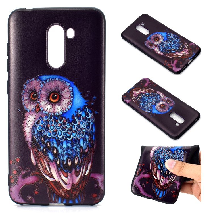 Pattern Printing Embossed Soft TPU Shell for Xiaomi Pocophone F1/Poco F1 - Owl on Branch-1
