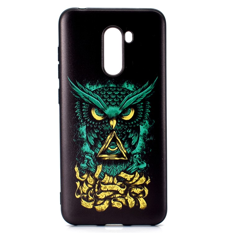 Pattern Printing Embossed TPU Protection Case for Xiaomi Pocophone F1/Poco F1 - Green Owl-2