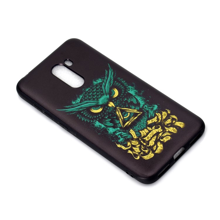 Pattern Printing Embossed TPU Protection Case for Xiaomi Pocophone F1/Poco F1 - Green Owl-3