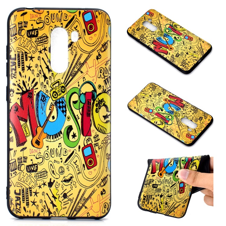 Pattern Printing Embossed TPU Cover Protector for Xiaomi Pocophone F1/Poco F1 - Music-1