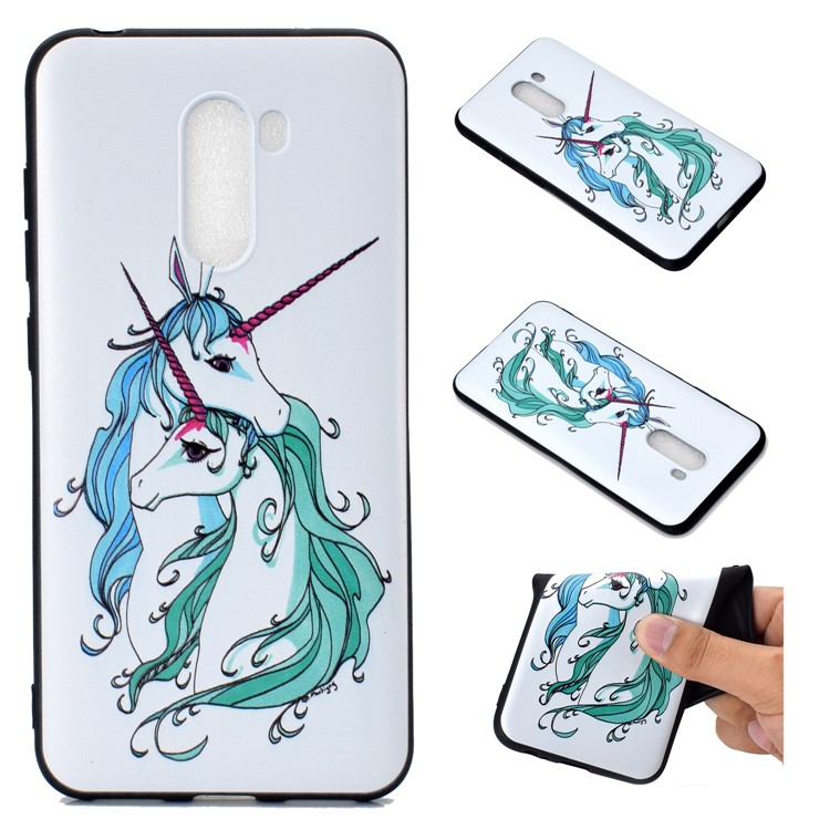 Patterned TPU Embossed Phone Casing for Xiaomi Pocophone F1/Poco F1 - Unicorn-1
