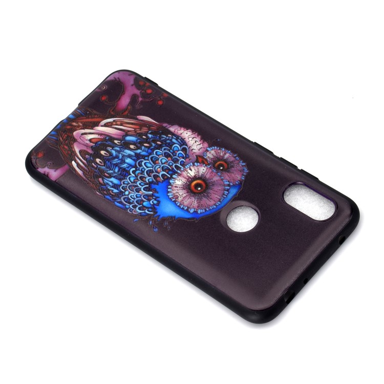 Pattern Printing Embossed TPU Case for Xiaomi Redmi Note 6 Pro - Blue Owl-4