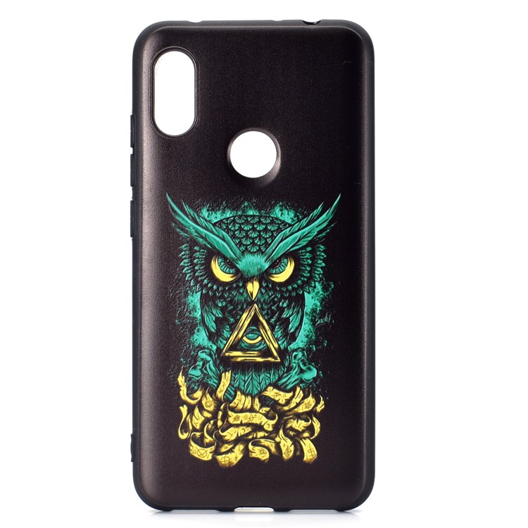 Pattern Printing Embossed TPU Case Phone Shell for Xiaomi Redmi Note 6 Pro - Green Owl-2