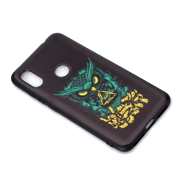 Pattern Printing Embossed TPU Case Phone Shell for Xiaomi Redmi Note 6 Pro - Green Owl-3