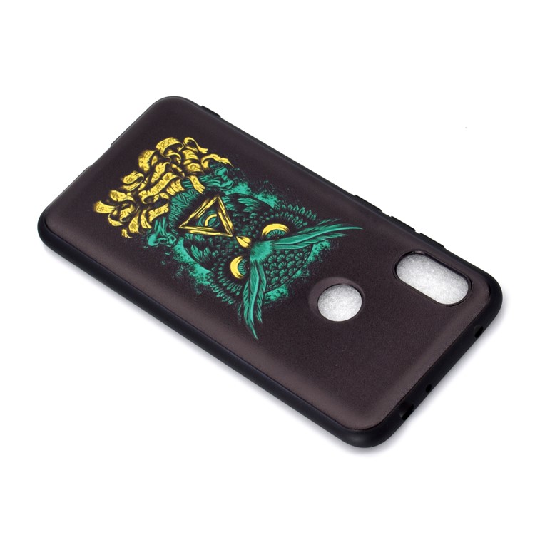 Pattern Printing Embossed TPU Case Phone Shell for Xiaomi Redmi Note 6 Pro - Green Owl-4