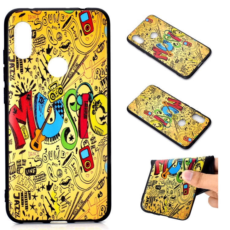 Pattern Printing Embossed TPU Protection Case for Xiaomi Redmi Note 6 Pro - Musical Elements-1