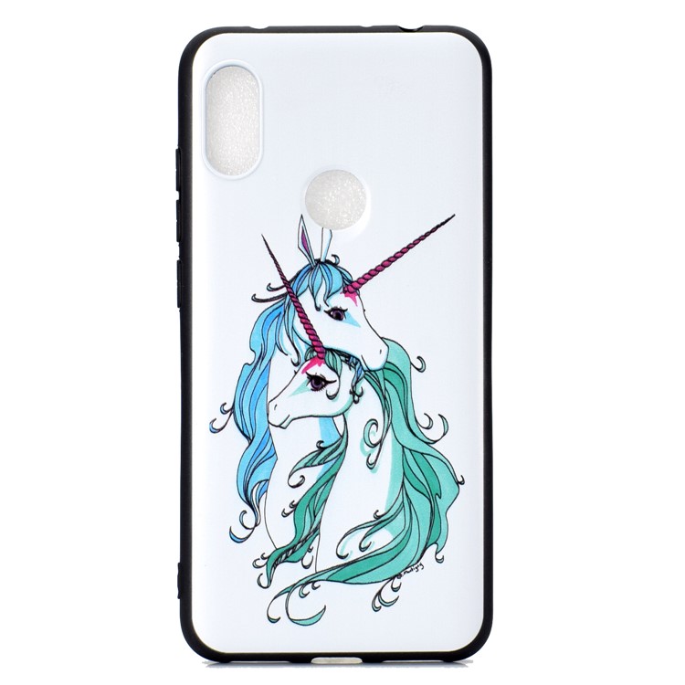 Pattern Printing Embossed TPU Case Phone Cover for Xiaomi Redmi Note 6 Pro - Unicorn-2