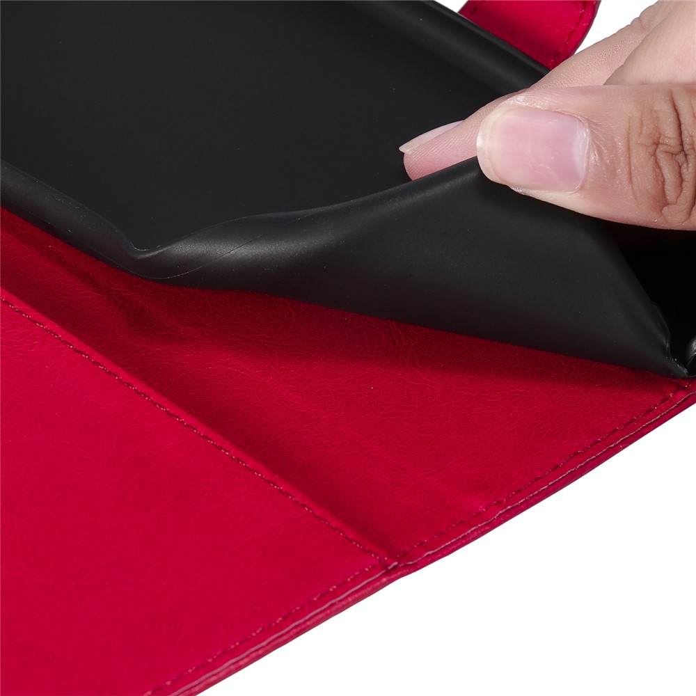 KT Leather Series-2 Color Sólido PU Cubierta de Cuero Para Xiaomi Redmi Note 6 Pro - Rojo-10