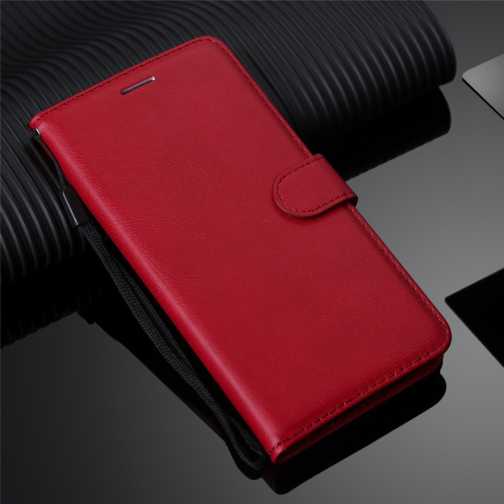 KT Leather Series-2 Color Sólido PU Cubierta de Cuero Para Xiaomi Redmi Note 6 Pro - Rojo-11