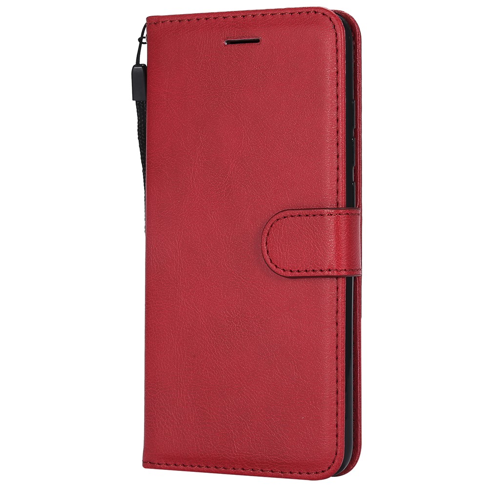 KT Leather Series-2 Color Sólido PU Cubierta de Cuero Para Xiaomi Redmi Note 6 Pro - Rojo-2