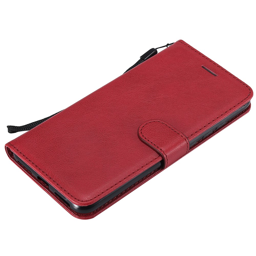 KT Leather Series-2 Color Sólido PU Cubierta de Cuero Para Xiaomi Redmi Note 6 Pro - Rojo-7