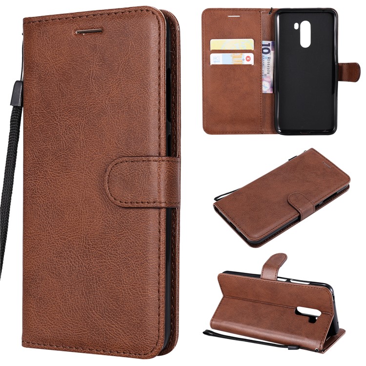 Wallet Leather Stand Case Cover for Xiaomi Pocophone F1 / Poco F1 in India - Brown-1