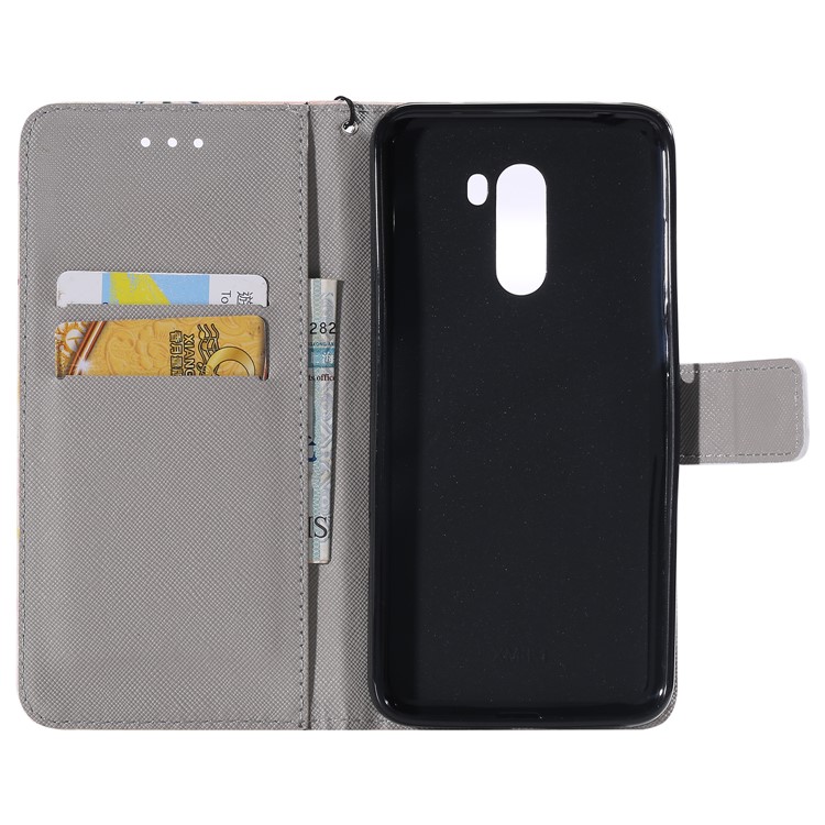 Pattern Printing Light Spot Decor PU Leather Wallet Shell for Xiaomi Pocophone F1 / Poco F1 in India - Purple Butterflies-4