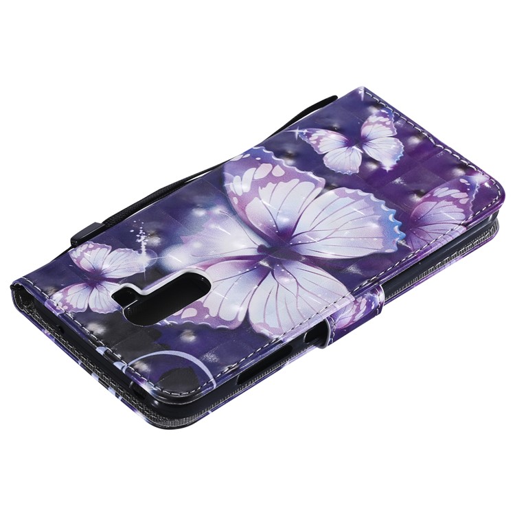Pattern Printing Light Spot Decor PU Leather Wallet Shell for Xiaomi Pocophone F1 / Poco F1 in India - Purple Butterflies-5