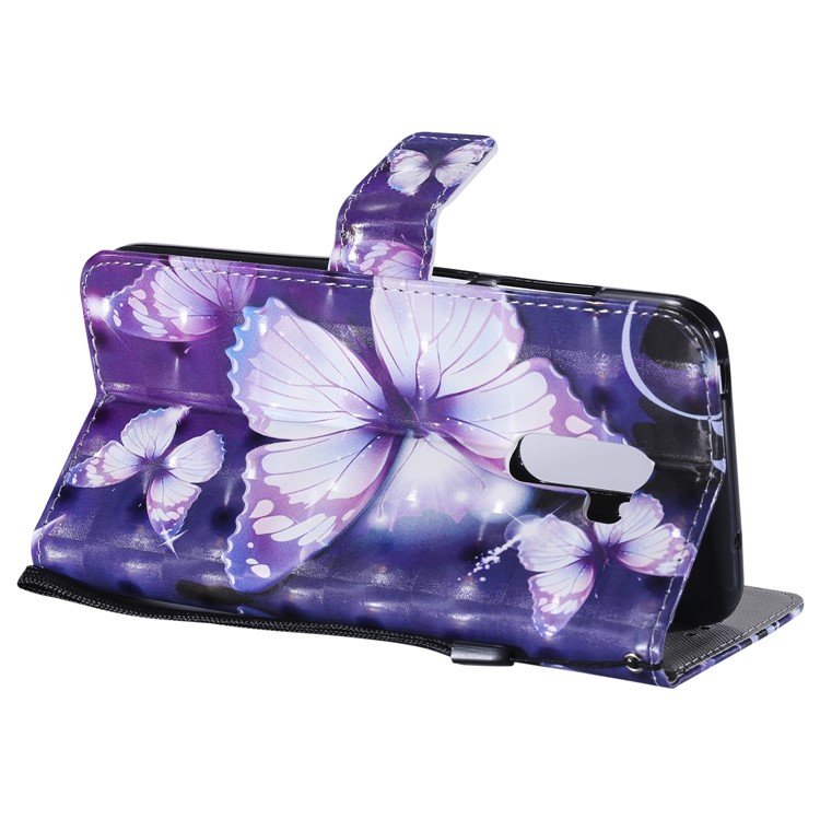 Pattern Printing Light Spot Decor PU Leather Wallet Shell for Xiaomi Pocophone F1 / Poco F1 in India - Purple Butterflies-8