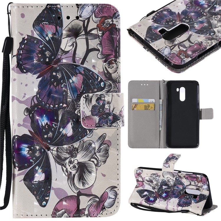 Pattern Printing Light Spot Decor Magnetic Leather Wallet Case for Xiaomi Pocophone F1 / Poco F1 in India - Flowers and Butterflies-1