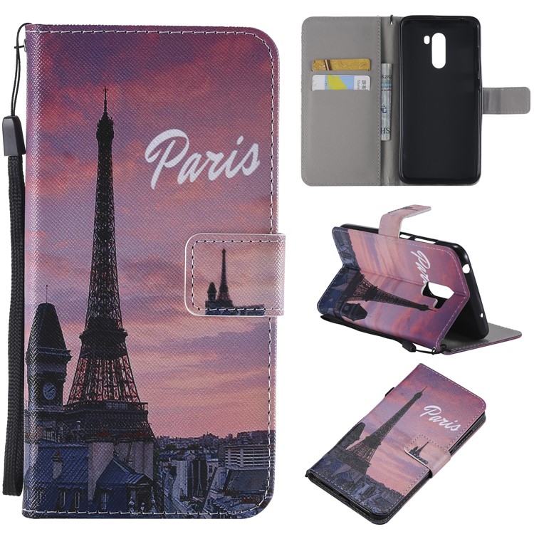 Pattern Printing Wallet Stand Magnetic Leather Flip Casing for Xiaomi Pocophone F1 / Poco F1 (India) - Paris-1