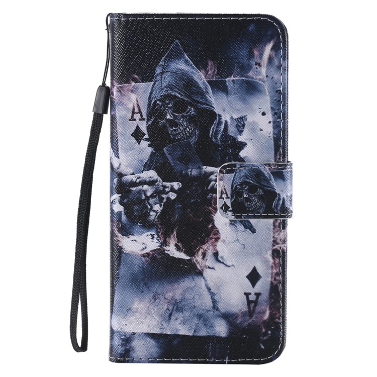 Pattern Printing Wallet Stand Magnetic Leather Flip Cell Phone Case for Xiaomi Pocophone F1 / Poco F1 (India) - Skull in Poker-2