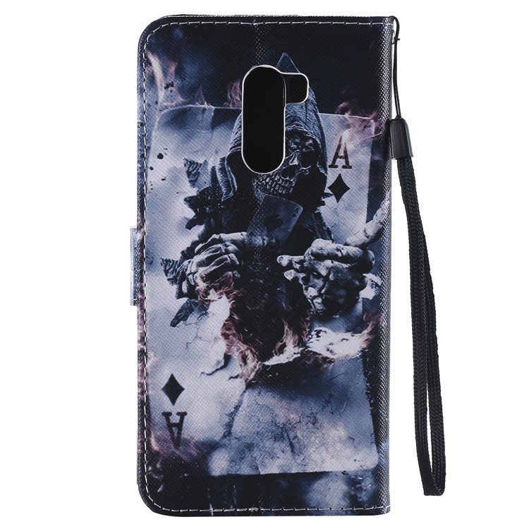 Pattern Printing Wallet Stand Magnetic Leather Flip Cell Phone Case for Xiaomi Pocophone F1 / Poco F1 (India) - Skull in Poker-3