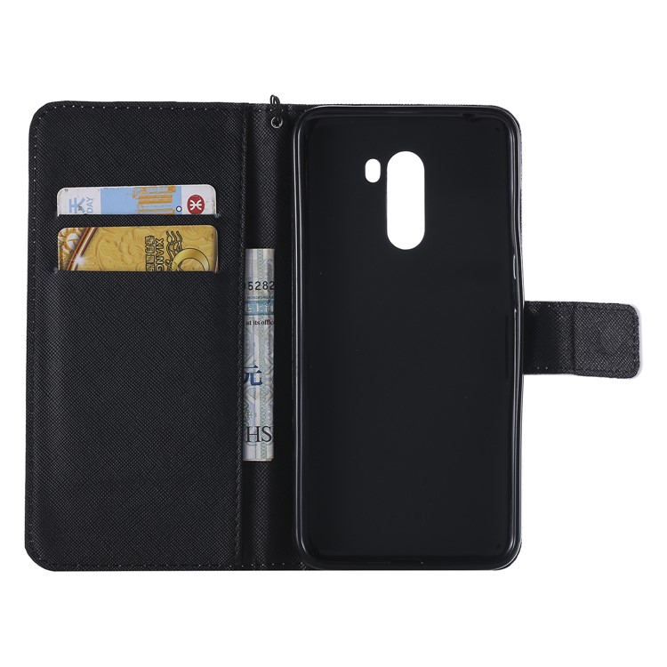 Pattern Printing Wallet Stand Magnetic Leather Flip Cell Phone Case for Xiaomi Pocophone F1 / Poco F1 (India) - Skull in Poker-4