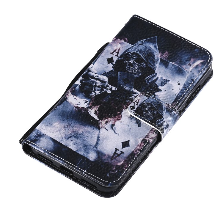 Pattern Printing Wallet Stand Magnetic Leather Flip Cell Phone Case for Xiaomi Pocophone F1 / Poco F1 (India) - Skull in Poker-5