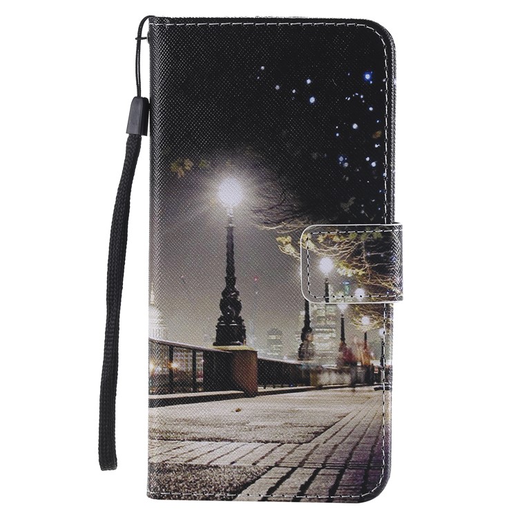 Pattern Printing Wallet Stand Magnetic Leather Flip Cell Phone Cover for Xiaomi Pocophone F1 / Poco F1 (India) - Street at Night-2