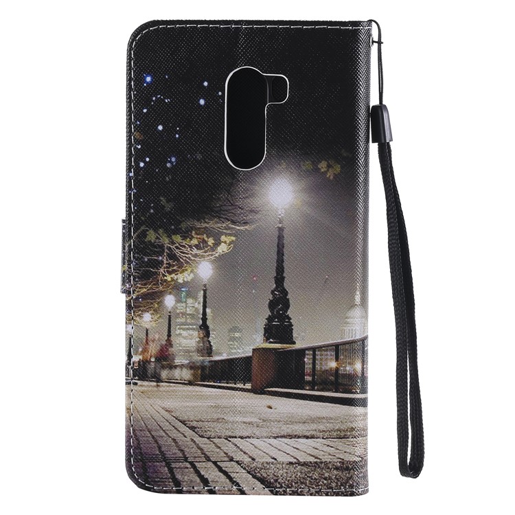 Pattern Printing Wallet Stand Magnetic Leather Flip Cell Phone Cover for Xiaomi Pocophone F1 / Poco F1 (India) - Street at Night-3