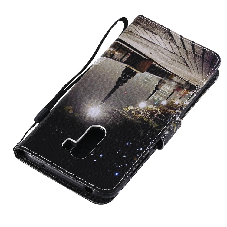 Pattern Printing Wallet Stand Magnetic Leather Flip Cell Phone Cover for Xiaomi Pocophone F1 / Poco F1 (India) - Street at Night-6