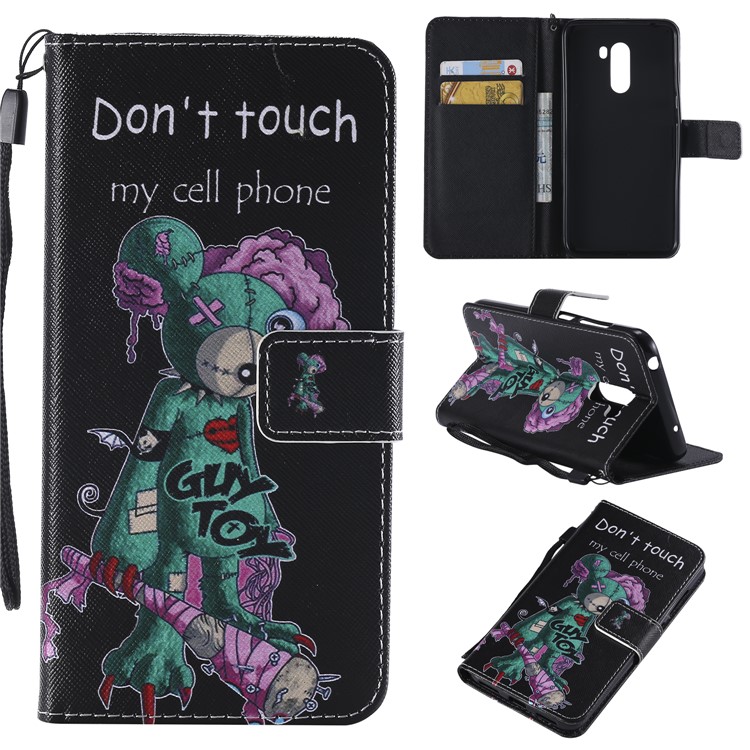 Pattern Printing Wallet Stand Magnetic Leather Flip Protective Case for Xiaomi Pocophone F1 / Poco F1 (India) - Warning Words-1