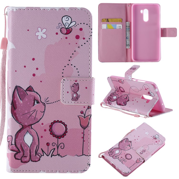 Pattern Printing Wallet Stand Magnetic Leather Flip Protective Cover for Xiaomi Pocophone F1 / Poco F1 (India) - Cat-1