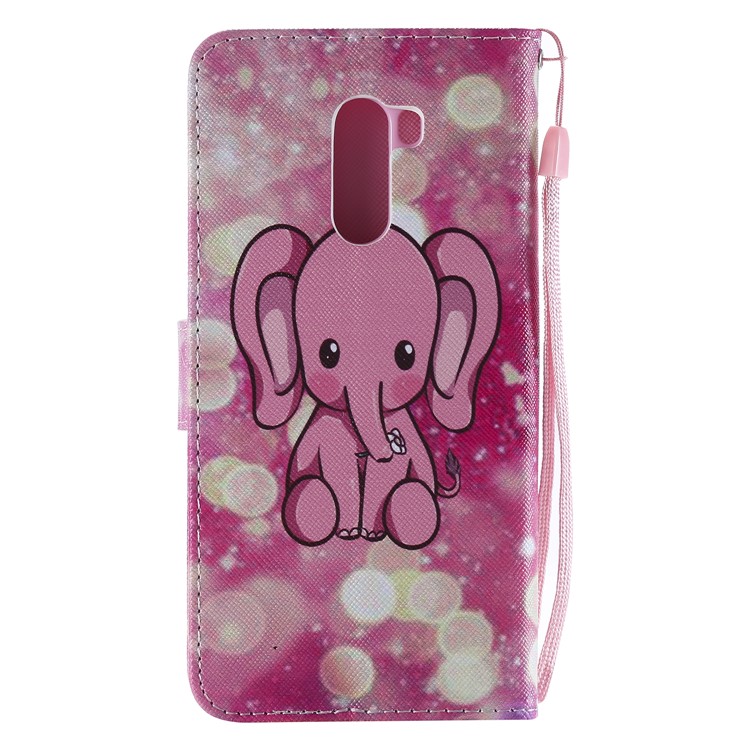 Pattern Printing Wallet Stand Magnetic Leather Flip Protective Shell for Xiaomi Pocophone F1 / Poco F1 (India) - Cute Elephant-3