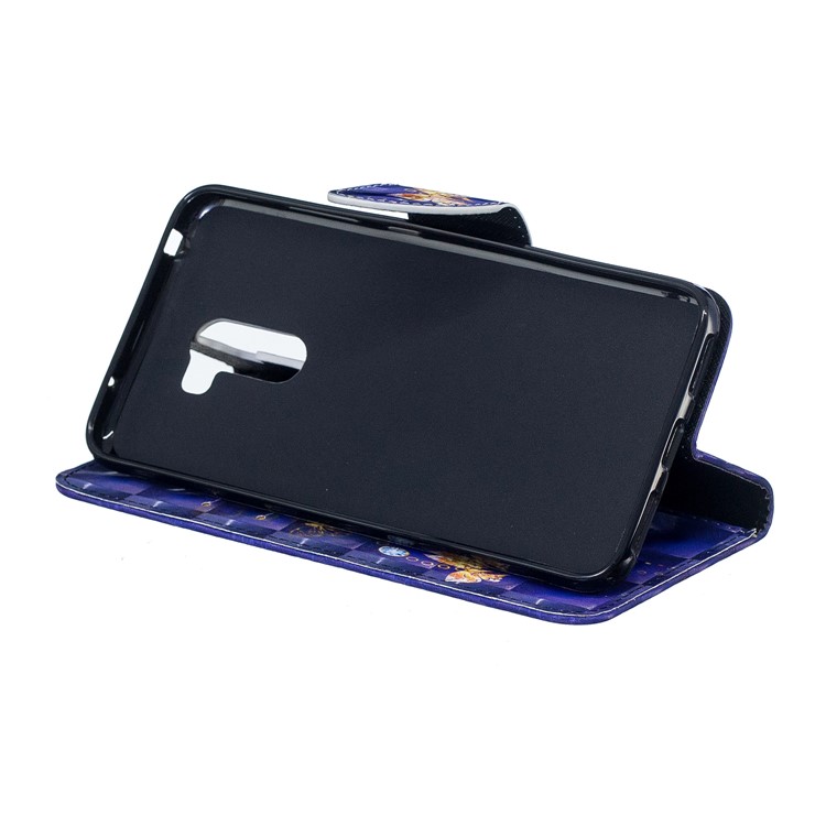 Pattern Printing PU Leather Mobile Case with Card Holder for Xiaomi Pocophone F1 / Poco F1 (India) - Purple Butterfly-8