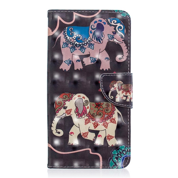 Pattern Printing Card Slots Leather Mobile Cover for Xiaomi Pocophone F1 / Poco F1 (India) - Elephant-2