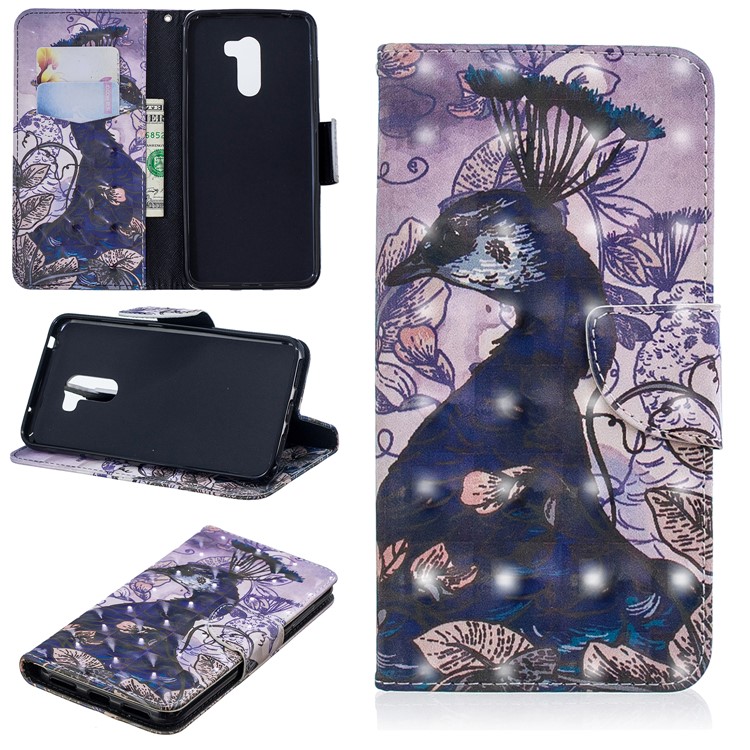 Pattern Printing PU Leather Mobile Shell with Card Slots for Xiaomi Pocophone F1 / Poco F1 (India) - Peacock-1