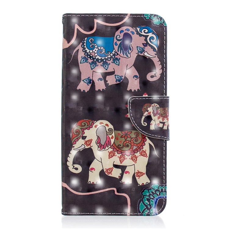 Pattern Printing Wallet Stand Leather Cover for Xiaomi Redmi Note 6 Pro - Elephant-2