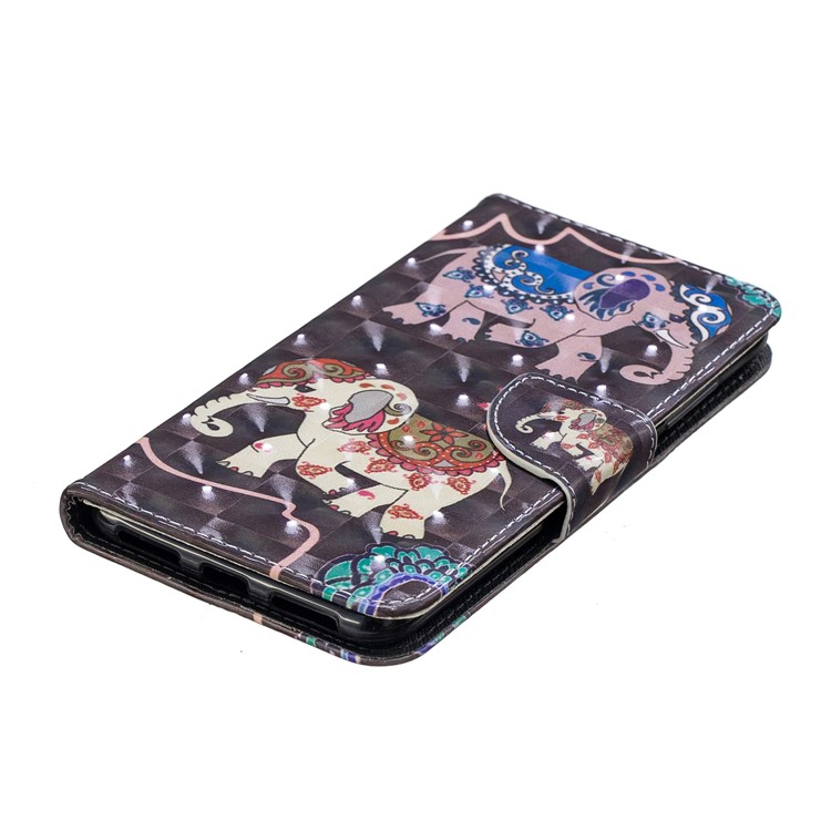 Pattern Printing Wallet Stand Leather Cover for Xiaomi Redmi Note 6 Pro - Elephant-4
